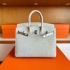 H Factory Bags Birkin Matte Alligator Crocodile Ice White Silver Hardware 25cm Full Handmade