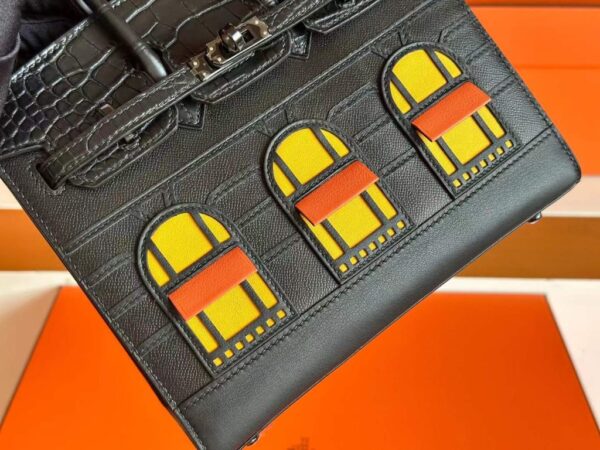 H Factory Bags Birkin Sellier Matte Alligator Crocodile & Epsom Black Black Buckle Hardware 20cm Full Handmade