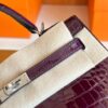H Factory Bags Kelly Shiny Alligator Crocodile N5 Grape Purple Silver Hardware 25cm Full Handmade