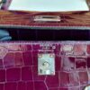 H Factory Bags Kelly Shiny Alligator Crocodile N5 Grape Purple Silver Hardware 25cm Full Handmade