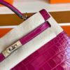 H Factory Bags Kelly Shiny Alligator Crocodile J5 Rose Purple Pink Silver Hardware 25cm Full Handmade