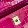H Factory Bags Kelly Shiny Alligator Crocodile J5 Rose Purple Pink Silver Hardware 25cm Full Handmade