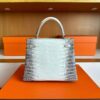 H Factory Bags Kelly Matte Crocodile Leather Himalaya Silver Hardware 25cm Full Handmade
