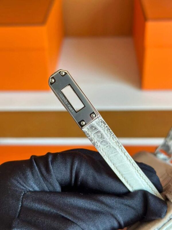 H Factory Bags Kelly Matte Crocodile Leather Himalaya Silver Hardware 25cm Full Handmade