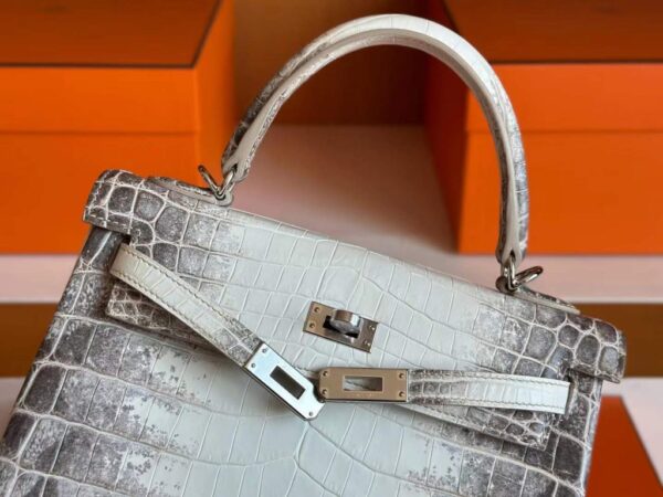 H Factory Bags Kelly Matte Crocodile Leather Himalaya Silver Hardware 25cm Full Handmade