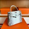 H Factory Bags Kelly Matte Crocodile Leather Himalaya Silver Hardware 25cm Full Handmade