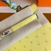 H Factory Bags Kelly Ostrich Leather 9R Lemon Yellow Silver Hardware 25cm Full Handmade