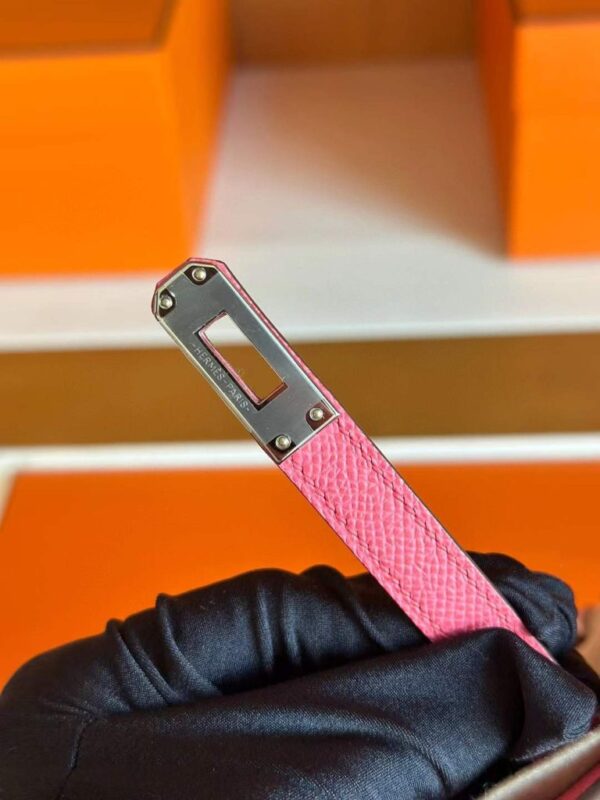 H Factory Bags Kelly Epsom Leather Rose Pink Silver Hardware 25cm Full Handmade