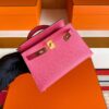 H Factory Bags Mini Kelly Epsom Leather Rose Pink Gold Hardware 19cm Full Handmade