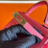 H Factory Bags Mini Kelly Epsom Leather Rose Pink Gold Hardware 19cm Full Handmade