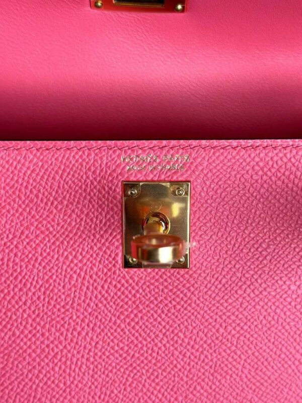 H Factory Bags Mini Kelly Epsom Leather Rose Pink Gold Hardware 19cm Full Handmade