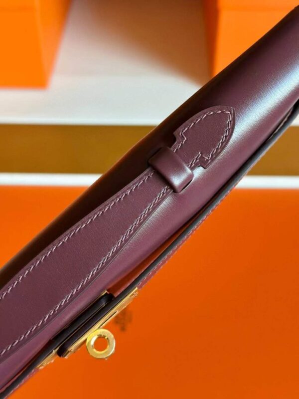 H Factory Bags Kelly cut Shiny Box Leather Bordeaux Red Gold Hardware 31cm Full Handmade