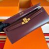 H Factory Bags Kelly cut Shiny Box Leather Bordeaux Red Gold Hardware 31cm Full Handmade