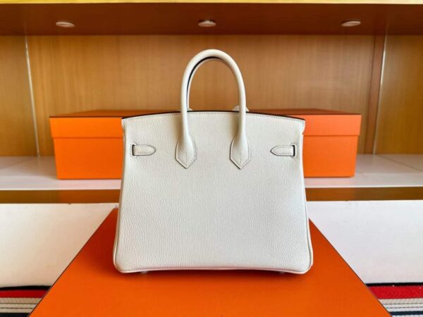 H Factory Bags Birkin Chever Leather Cream White Silver Hardware 25cm Full Handmade