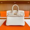 H Factory Bags Birkin Chever Leather Cream White Matte Gold Hardware 25cm Full Handmade