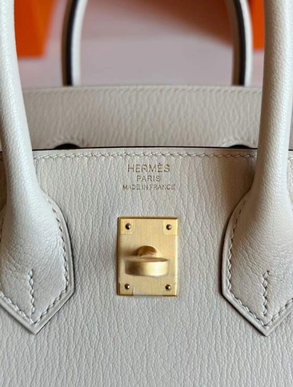 H Factory Bags Birkin Chever Leather Cream White Matte Gold Hardware 25cm Full Handmade