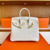 H Factory Bags Birkin Chever Leather Cream White Matte Gold Hardware 25cm Full Handmade