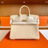 H Factory Bags Birkin Ostrich Leather OM Tea Khaki Gold Hardware 25cm Full Handmade