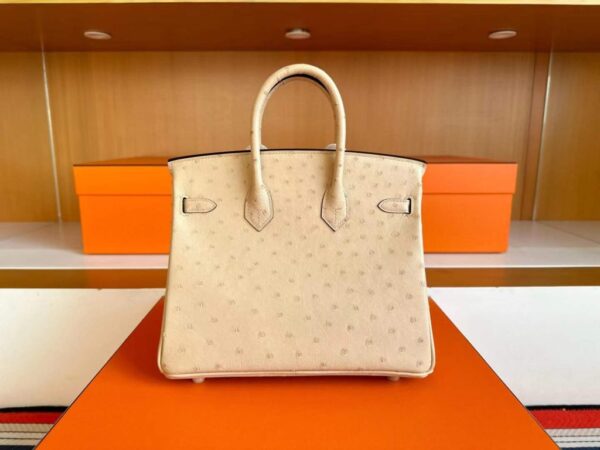 H Factory Bags Birkin Ostrich Leather OM Tea Khaki Gold Hardware 25cm Full Handmade