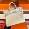 H Factory Bags Birkin Ostrich Leather OM Tea Khaki Gold Hardware 25cm Full Handmade