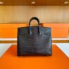H Factory Bags Birkin Matte Alligator Crocodile CK41 Deep Brown Silver Hardware 20cm Full Handmade