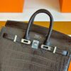 H Factory Bags Birkin Matte Alligator Crocodile CK41 Deep Brown Silver Hardware 20cm Full Handmade