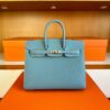 H Factory Bags Birkin Epsom Leather New Denime Blue Silver Hardware 25cm Full Handmade