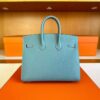 H Factory Bags Birkin Epsom Leather New Denime Blue Silver Hardware 25cm Full Handmade