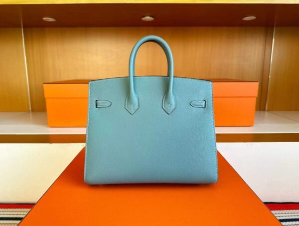 H Factory Bags Birkin Epsom Leather New Denime Blue Silver Hardware 25cm Full Handmade