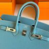 H Factory Bags Birkin Epsom Leather New Denime Blue Silver Hardware 25cm Full Handmade