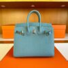 H Factory Bags Birkin Epsom Leather New Denime Blue Silver Hardware 25cm Full Handmade