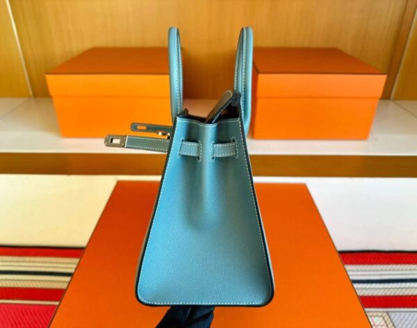 H Factory Bags Birkin Epsom Leather New Denime Blue Silver Hardware 25cm Full Handmade