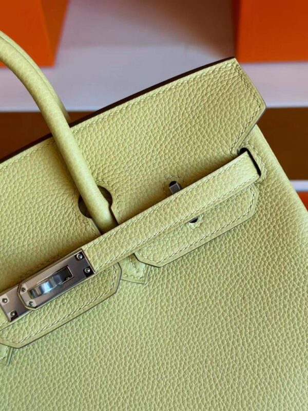 H Factory Bags Birkin Togo Leather 1z Lemon Yellow Silver Hardware 25cm Full Handmade