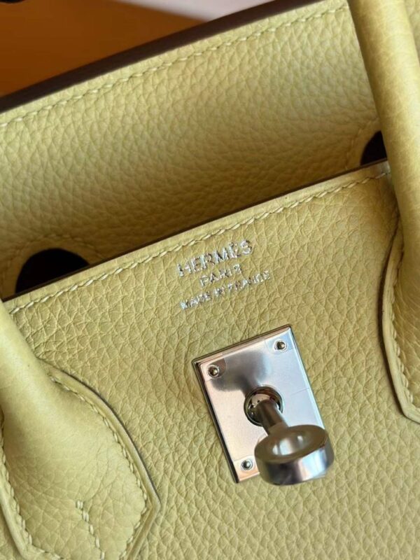 H Factory Bags Birkin Togo Leather 1z Lemon Yellow Silver Hardware 25cm Full Handmade