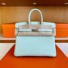 H Factory Bags Birkin Chever Leather N3 Mint Green Silver Hardware 25cm Full Handmade