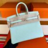H Factory Bags Birkin Chever Leather N3 Mint Green Silver Hardware 25cm Full Handmade