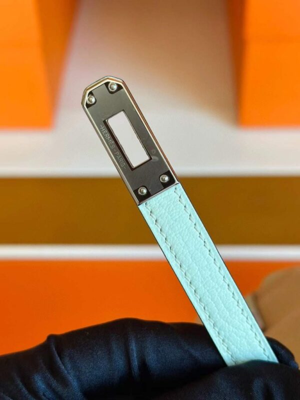 H Factory Bags Birkin Chever Leather N3 Mint Green Silver Hardware 25cm Full Handmade