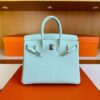 H Factory Bags Birkin Chever Leather N3 Mint Green Silver Hardware 25cm Full Handmade