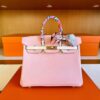 H Factory Bags Birkin Chever Leather 3Q New Pink & Cream White Gold Hardware 25cm Full Handmade