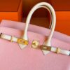 H Factory Bags Birkin Chever Leather 3Q New Pink & Cream White Gold Hardware 25cm Full Handmade