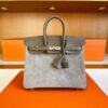 H Factory Bags Birkin Swift & Chamois Leather Etoupe Grey Silver Hardware 25cm Full Handmade