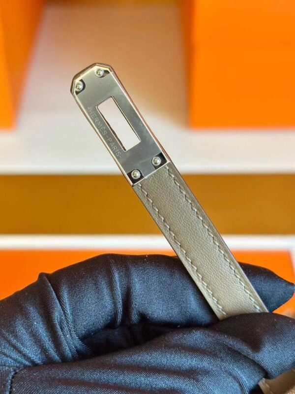 H Factory Bags Birkin Swift & Chamois Leather Etoupe Grey Silver Hardware 25cm Full Handmade