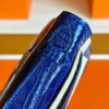 H Factory Bags Mini Kelly Pochette Shiny Alligator Crocodile Shiny Blue Silver Hardware 22cm Full Handmade