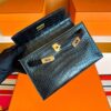 H Factory Bags Mini Kelly Pochette Matte Alligator Crocodile CK89 Black Gold Hardware 22cm Full Handmade