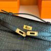 H Factory Bags Mini Kelly Pochette Matte Alligator Crocodile CK89 Black Gold Hardware 22cm Full Handmade