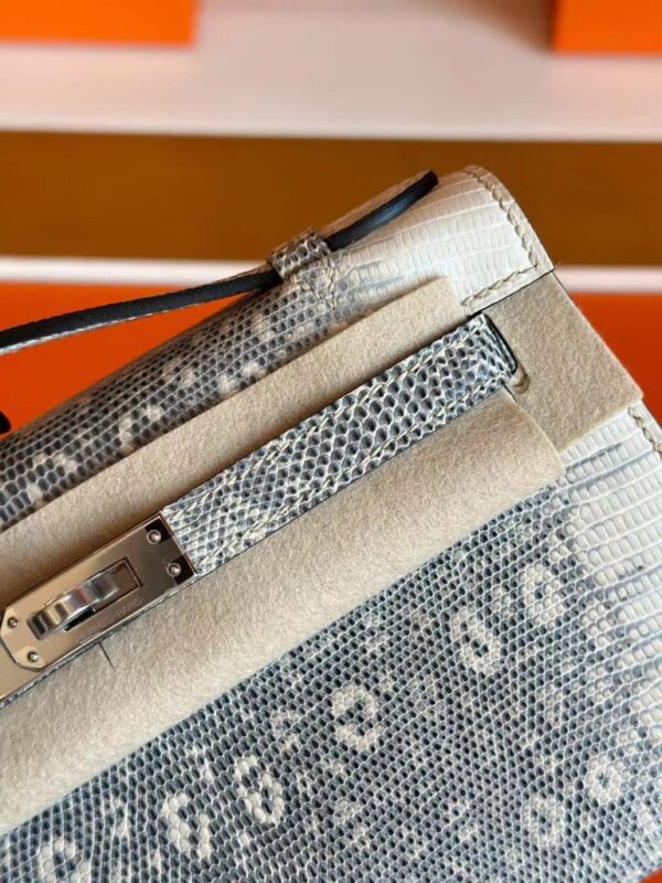 H Factory Bags Mini Kelly Pochette Lizard Leather Original Color Silver Hardware 22cm Full Handmade