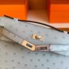 H Factory Bags Mini Kelly Pochette Ostrich Leather Ice Blue Silver Hardware 22cm Full Handmade
