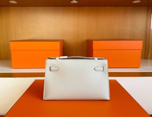 H Factory Bags Mini Kelly Pochette Swift Leather Cream Grey Gold Hardware 22cm Full Handmade