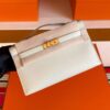H Factory Bags Mini Kelly Pochette Swift Leather Cream Grey Gold Hardware 22cm Full Handmade