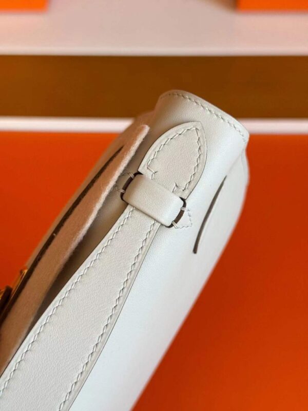 H Factory Bags Mini Kelly Pochette Swift Leather Cream Grey Gold Hardware 22cm Full Handmade